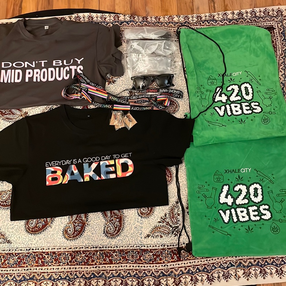 420 Xhale city shirts and accessories lot